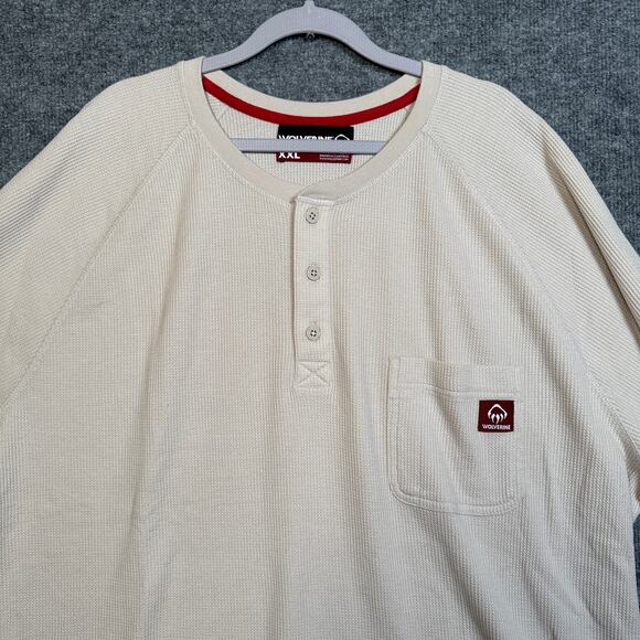 New Wolverine Mens Size XXL Walden II Thermal Henley Shirt Tan Stone Long Sleeve - Picture 4 of 9